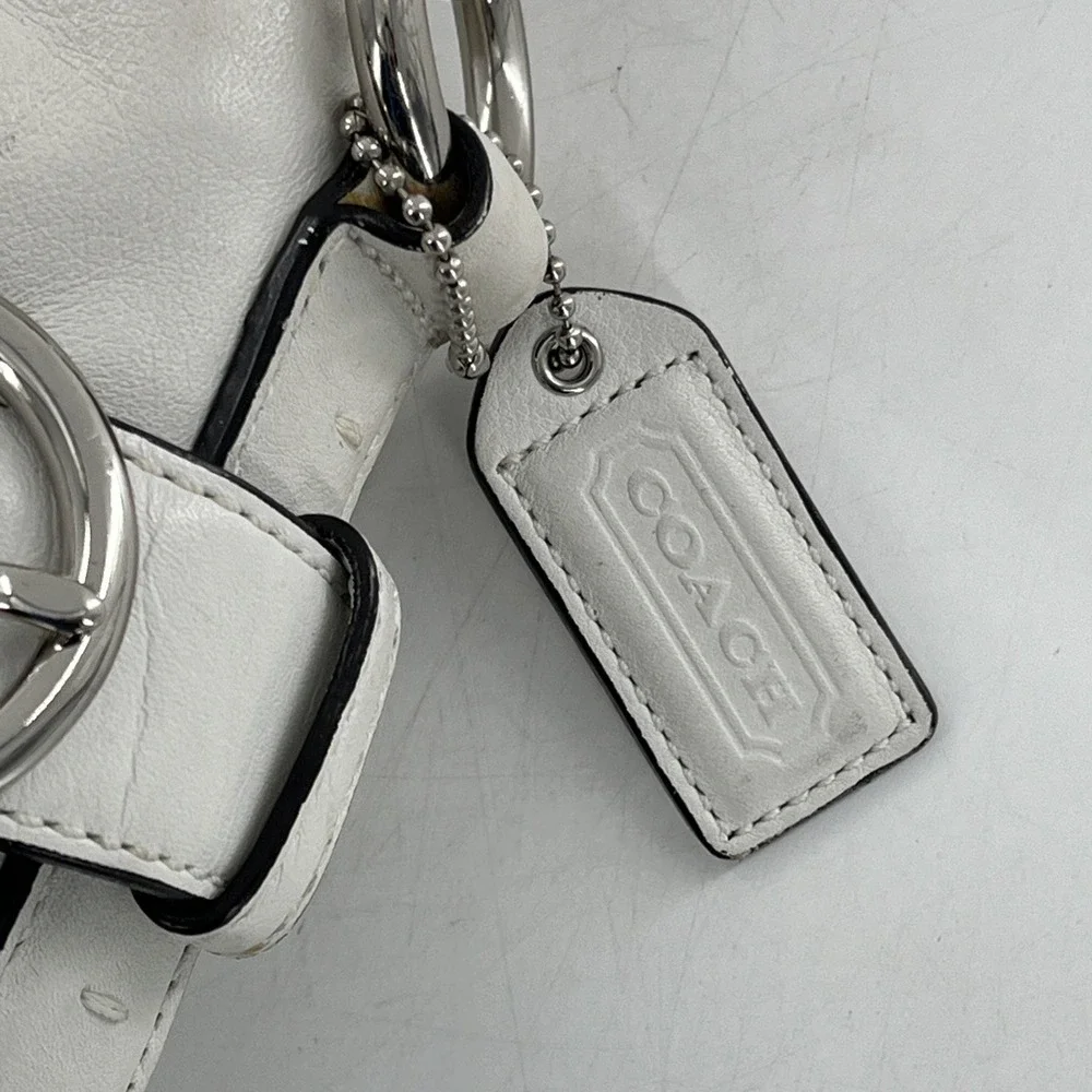Coach Leather‎ Soho Slim 1453 Hobo Purse Cream Large Silver Buckles Shoulder Bag
